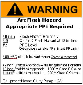 Arc Flash Boundary Chart